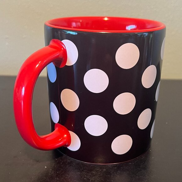 Disney Embossed MINNIE MOUSE Polka Dot Bow Mug ~ Black & Red w/ White Polka Dots - Picture 3 of 10